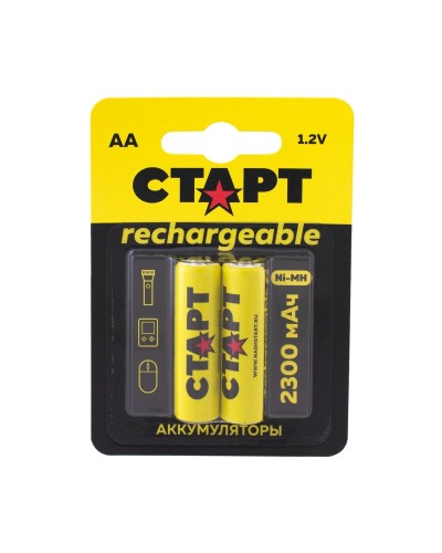 СТАРТ HR6 (AA, 2300 mah), упак. 2 шт. БЛИСТЕР. Перезаряжаемые аккумуляторы. СТАРТ в Ессентуках
