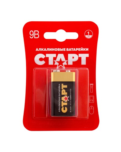 СТАРТ 6LR61-BL1 (9 В, Крона,  6LR61), БЛИСТЕР. Алкалиновая батарейка. СТАРТ в Ессентуках